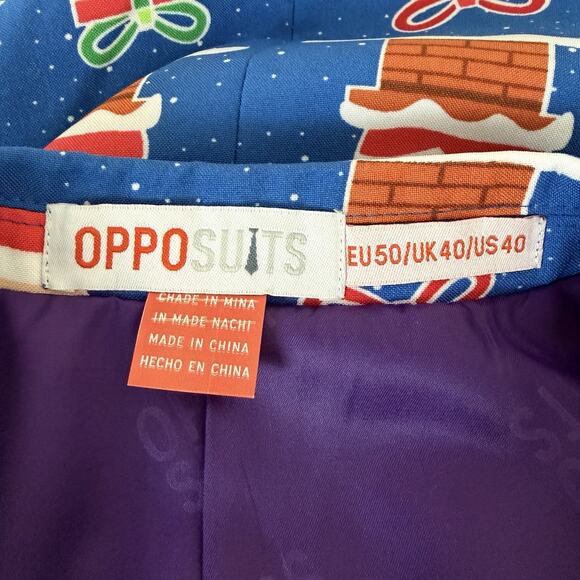 OppoSuits Mens EU 50 US 40 UK 40 Christmas Ugly Sweater Suit Jacket Pants Santa - Picture 4 of 16